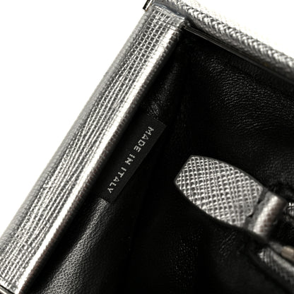 Prada Metallic Saffiano Frame Clutch Cromo 8 of 9