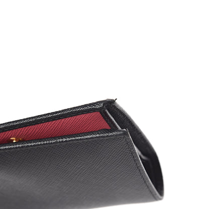 Prada Saffiano Colour Compact Wallet Black Ibisco 8 of 9