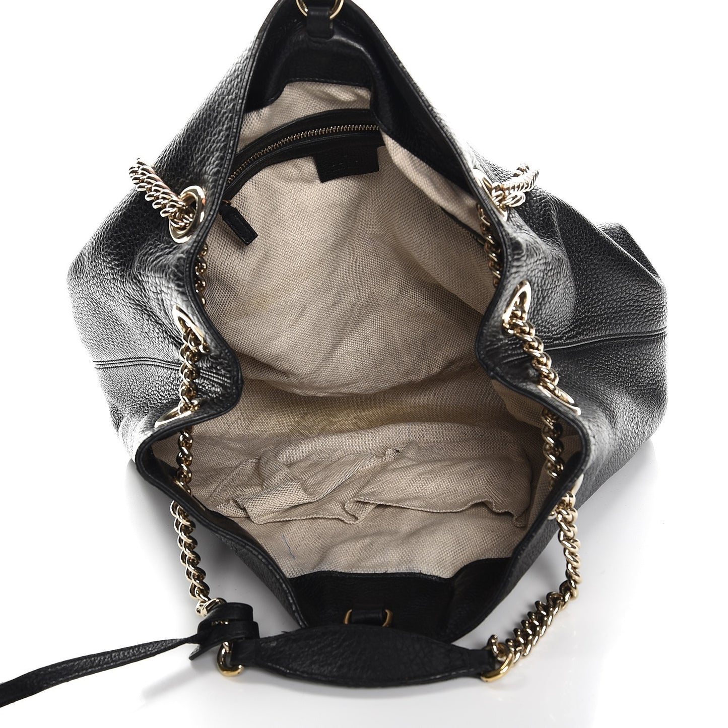 Pebbled Calfskin Medium Soho Chain Shoulder Bag Black