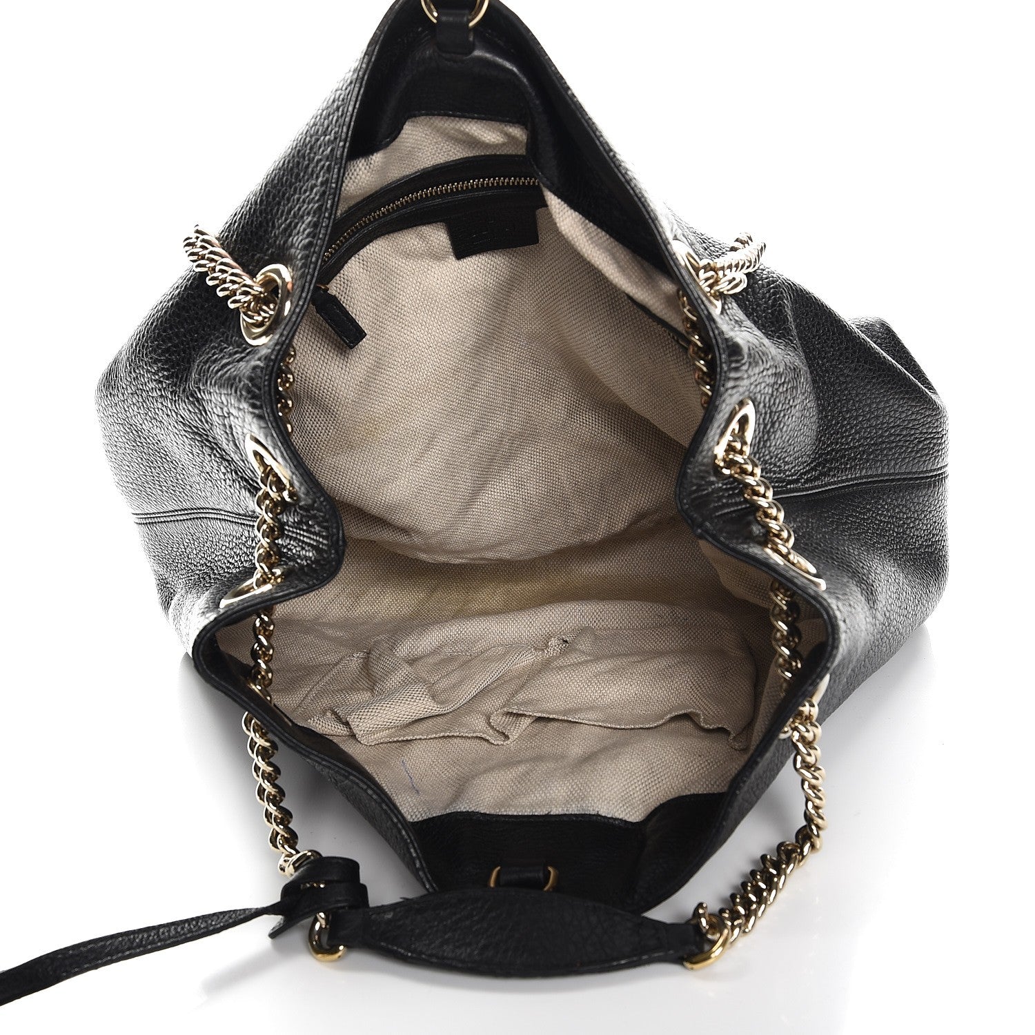 Gucci Pebbled Calfskin Medium Soho Chain Shoulder Bag Black 5 of 13