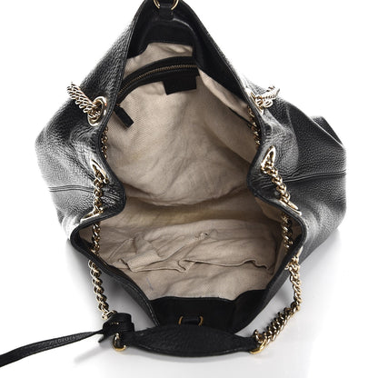 Gucci Pebbled Calfskin Medium Soho Chain Shoulder Bag Black 5 of 13