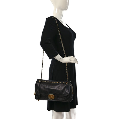Prada Calf Easy Foldover Pushlock Shoulder Bag Black 2 of 10