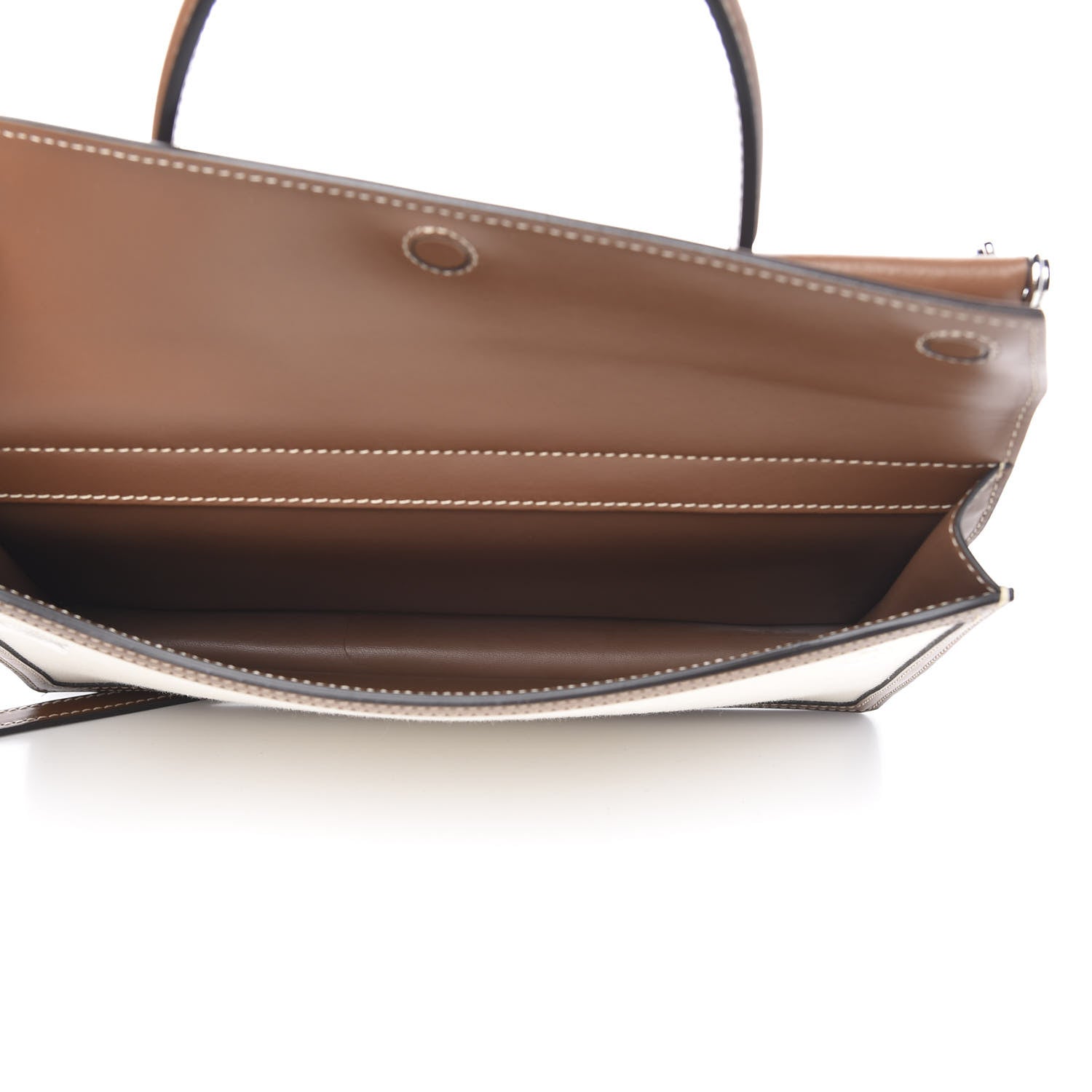 Burberry Smooth Calfskin Canvas Horseferry Print Small Title Bag with Pocket Natural Malt Brown 6 of 11