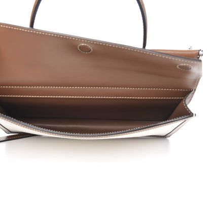 Burberry Smooth Calfskin Canvas Horseferry Print Small Title Bag with Pocket Natural Malt Brown 6 of 11