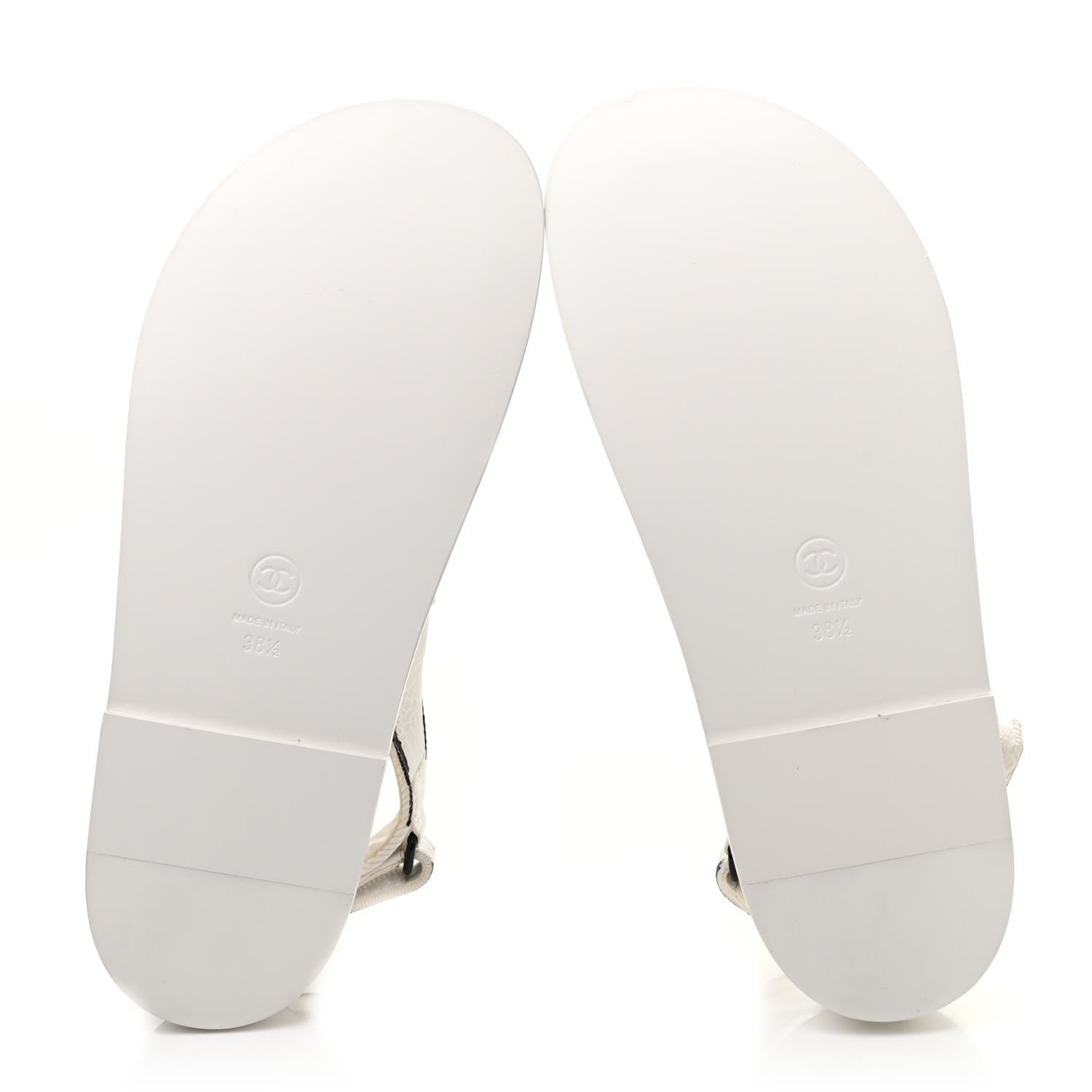 Chanel Printed Calfskin Velcro Dad Sandals 38.5 White Black 5 of 8