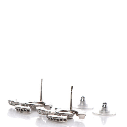 Chanel Crystal CC Earrings Silver Black 3 of 6