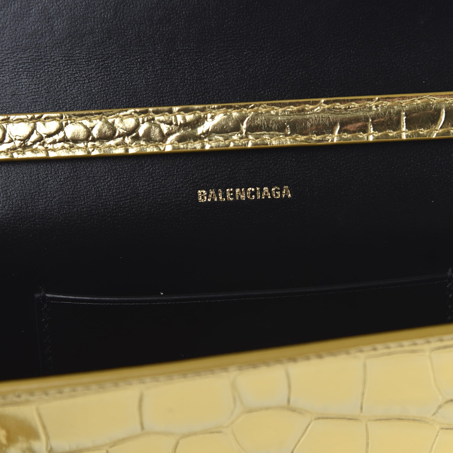 Balenciaga Metallic Calfskin Crocodile Embossed Touch Phone Holder With Strap Gold 8 of 9