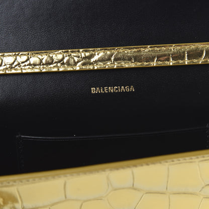 Balenciaga Metallic Calfskin Crocodile Embossed Touch Phone Holder With Strap Gold 8 of 9
