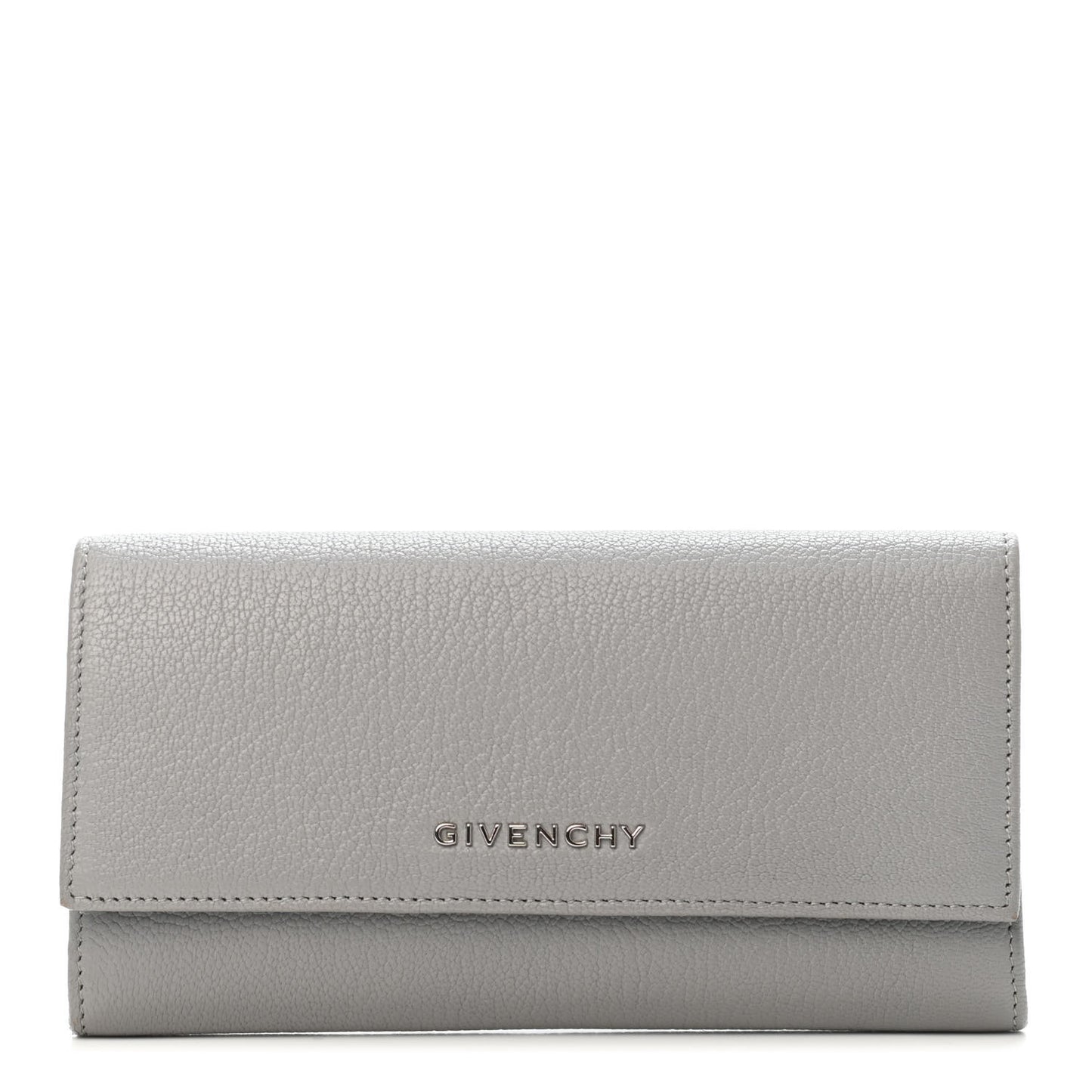 Goatskin Pandora Flap Continental Wallet Pearl Grey