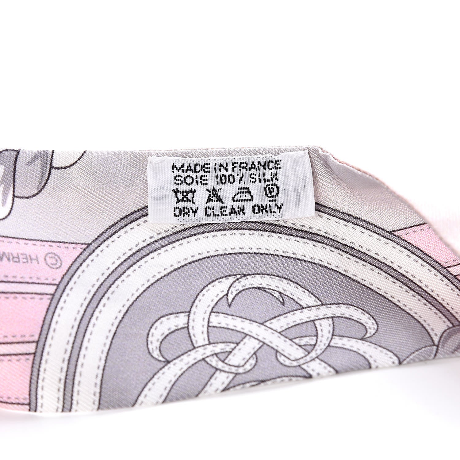 Hermes Silk Grande Tenue Twilly Scarf Rose Pale Gris Perle Blanc 4 of 5