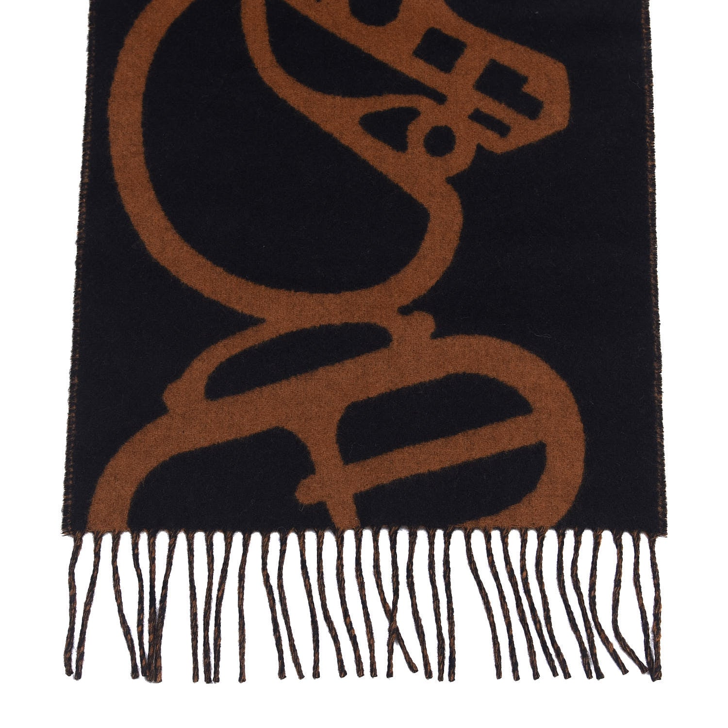 Hermes Cashmere Boucles et Camails Muffler Marine Caramel 3 of 4