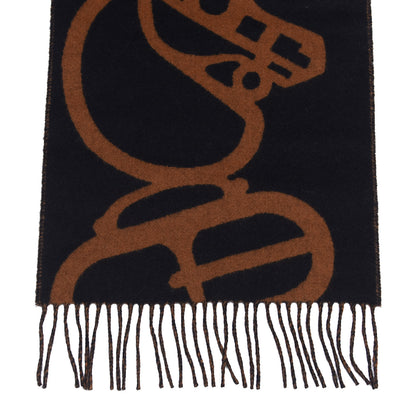 Hermes Cashmere Boucles et Camails Muffler Marine Caramel 3 of 4