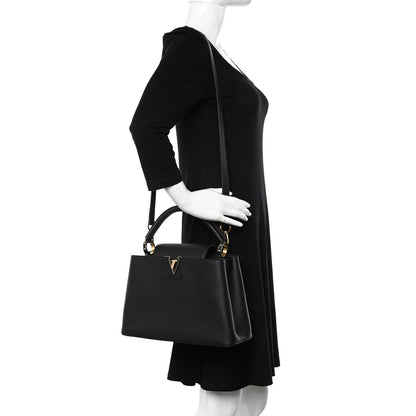 Louis Vuitton Taurillon Capucines MM Black Fuchsia 2 of 10