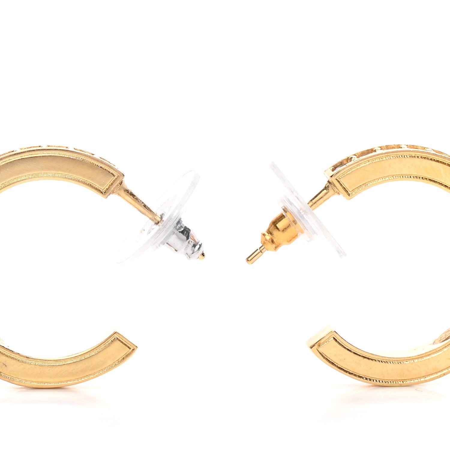 Chanel Crystal Lock Symbols CC Hoop Drop Earrings Gold Ruthenium 3 of 4