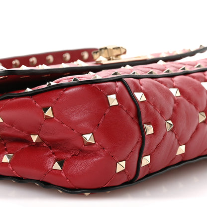Valentino Garavani Lambskin Small Rockstud Spike Shoulder Bag Red 9 of 10