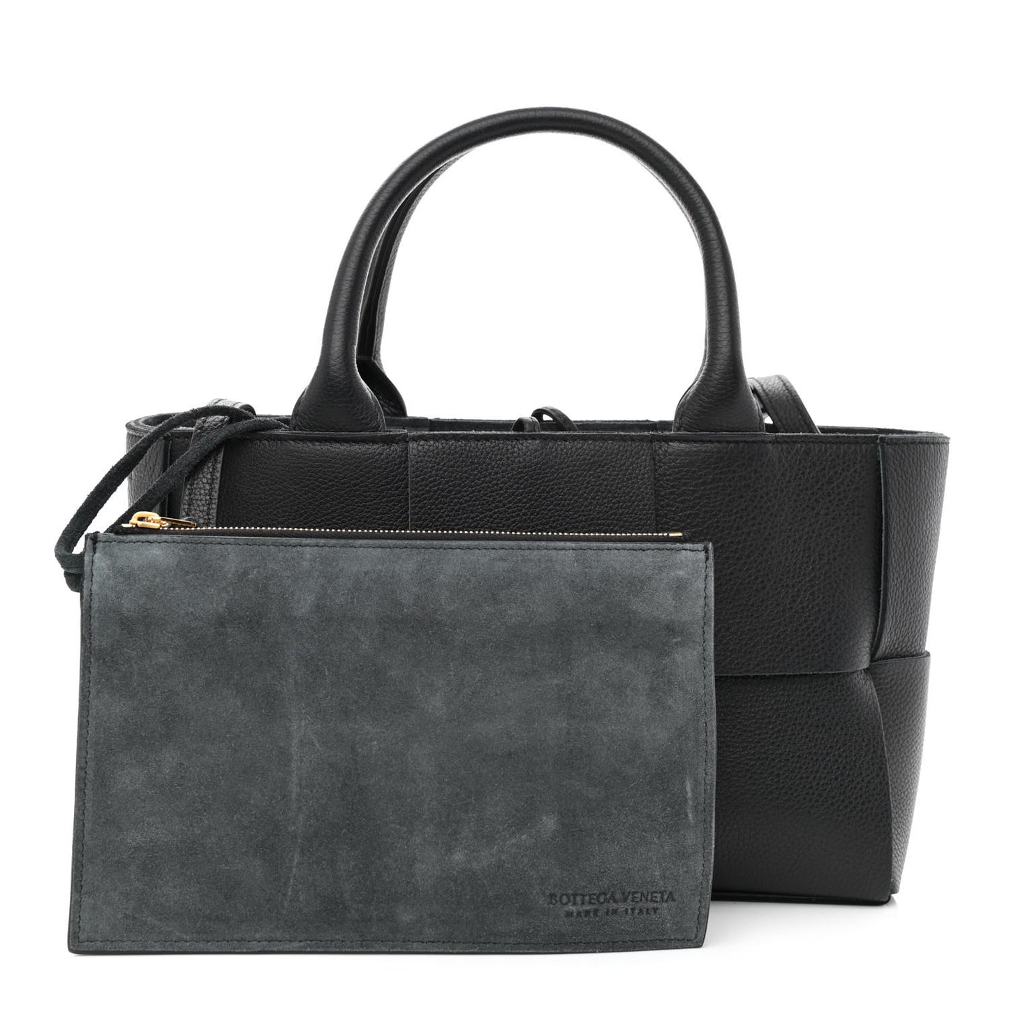 Grained Calfskin Maxi Intrecciato Mini Arco Tote Black