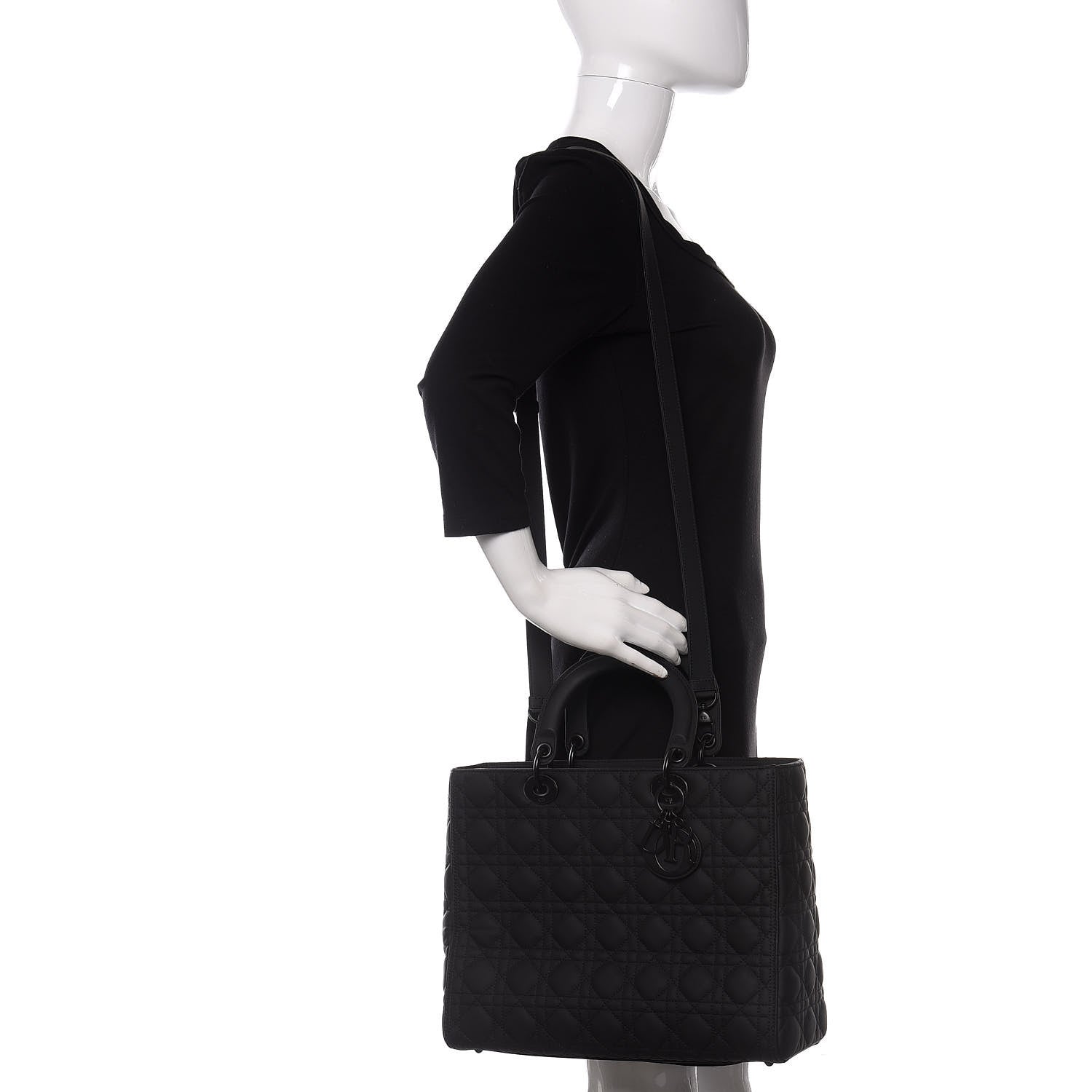 Christian Dior Ultra Matte Calfskin Cannage Large Lady Dior Black 2 of 10