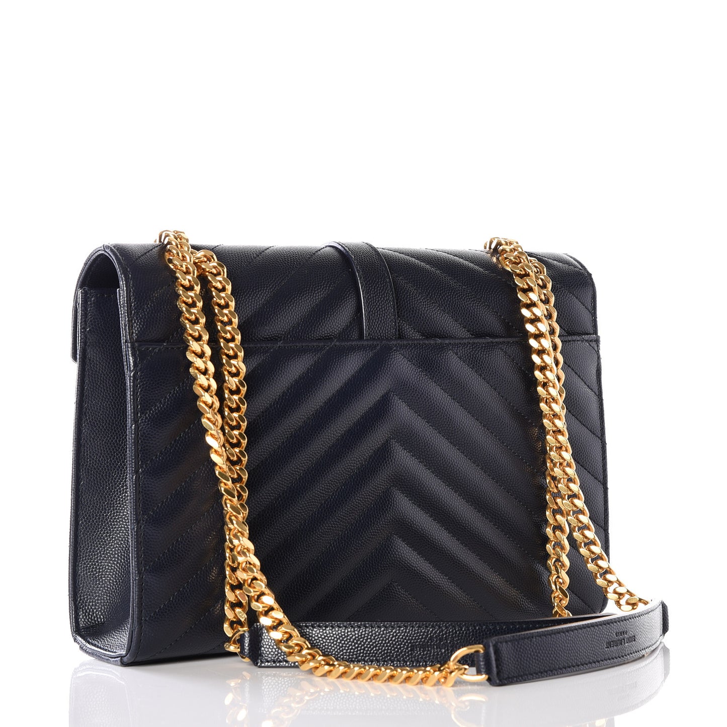 Grain De Poudre Matelasse Chevron Medium Monogram Satchel Midnight Blue