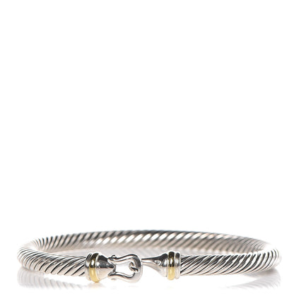 David Yurman Sterling Silver 18K Yellow Gold 5mm Cable Classic Buckle Bracelet 1 of 3