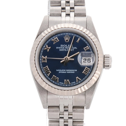 Rolex Stainless Steel 18K White Gold 26mm Oyster Perpetual Datejust Watch Blue Roman 69147 1 of 7