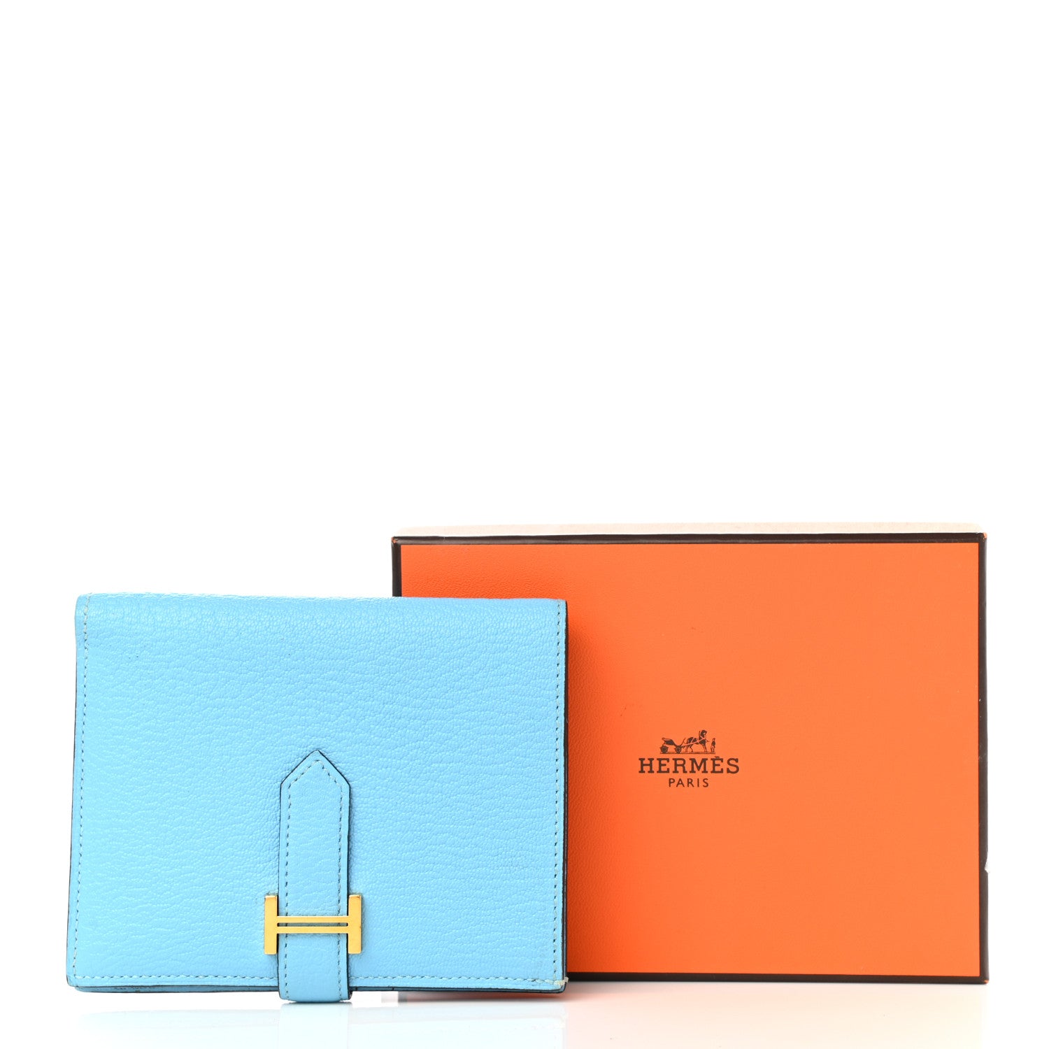 Hermes Chevre Mysore Bearn Compact Wallet Celeste 11 of 11