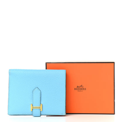 Hermes Chevre Mysore Bearn Compact Wallet Celeste 11 of 11