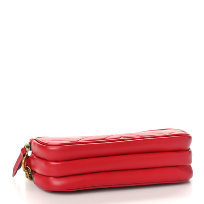 Gucci Calfskin Matelasse Mini GG Marmont Chain Crossbody Bag Hibiscus Red 4 of 10