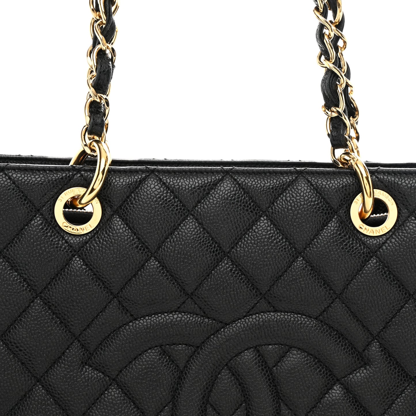 Caviar Quilted Grand Shopping Tote GST Black