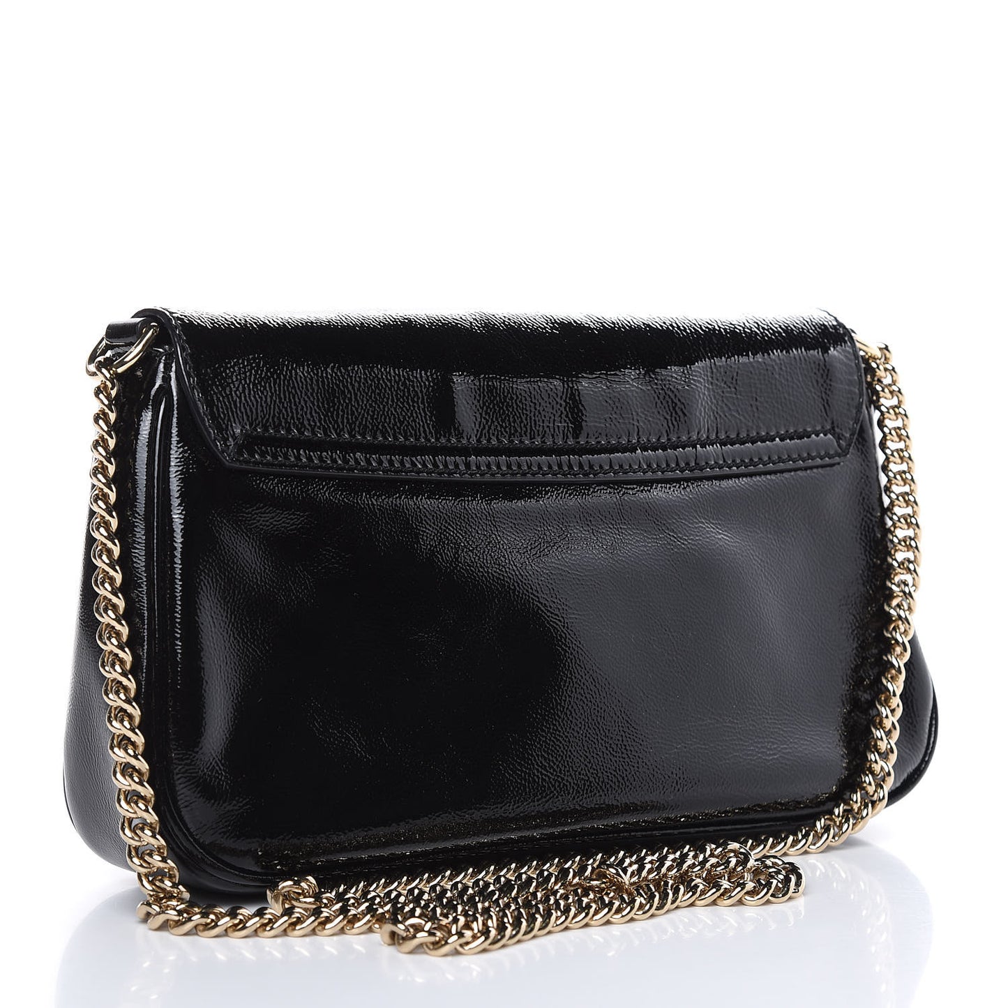 Patent Medium Soho Flap Crossbody Black