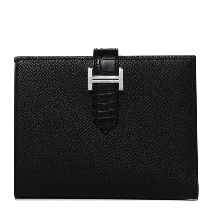 Hermes Epsom Matte Alligator Bearn Compact Touch Wallet Black 1 of 8