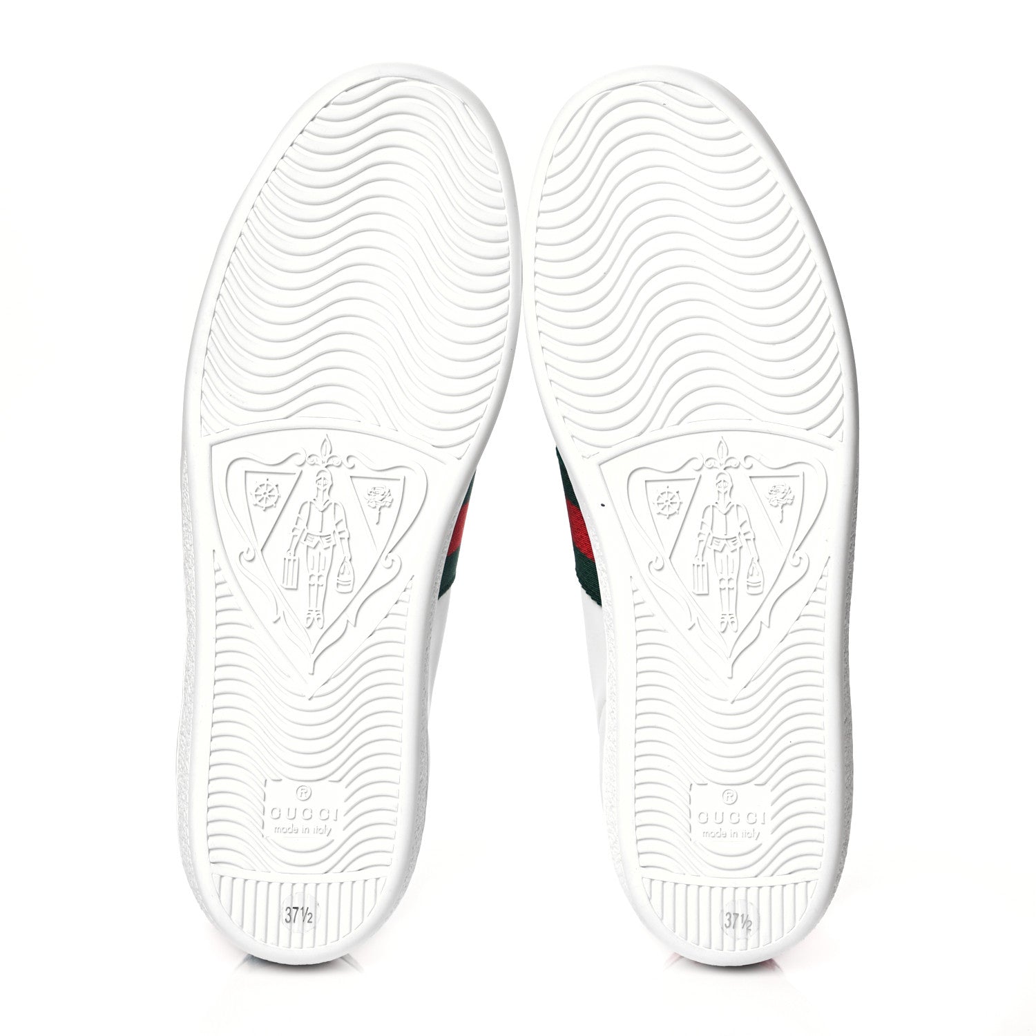Gucci Calfskin Ayers Bee Embroidered Womens Ace Sneakers 37.5 White Green 6 of 9