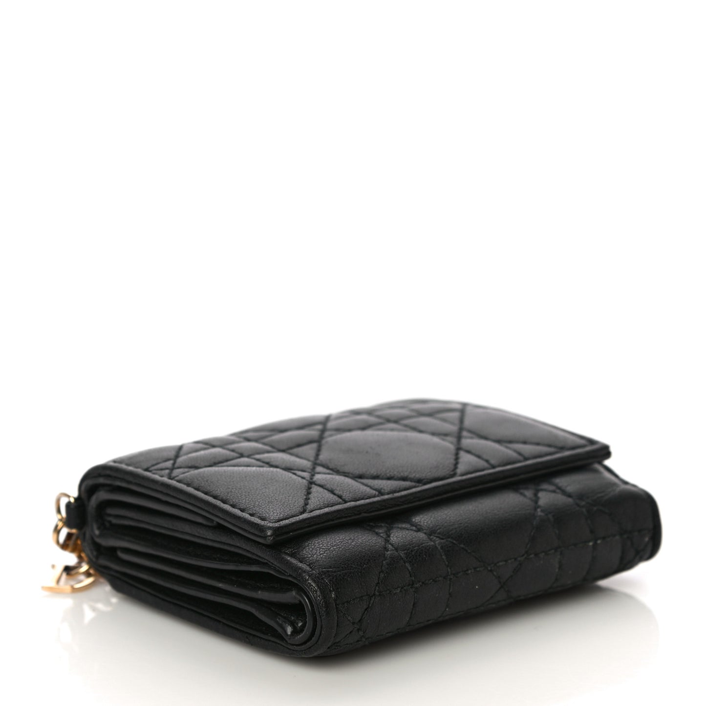 Lambskin Cannage Lady Dior Lotus Wallet Black