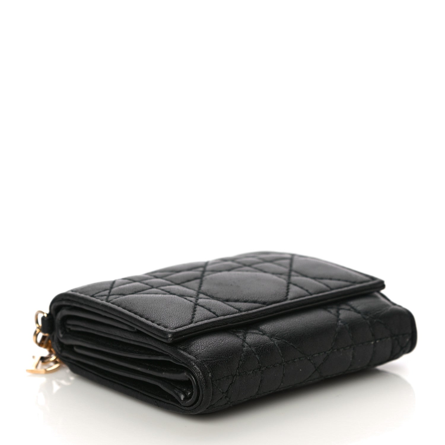 Christian Dior Lambskin Cannage Lady Dior Lotus Wallet Black 4 of 15