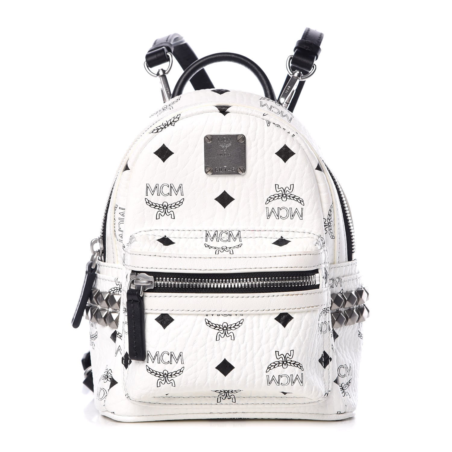 MCM Visetos Studded X-Mini Bebe Boo Backpack White 1 of 14