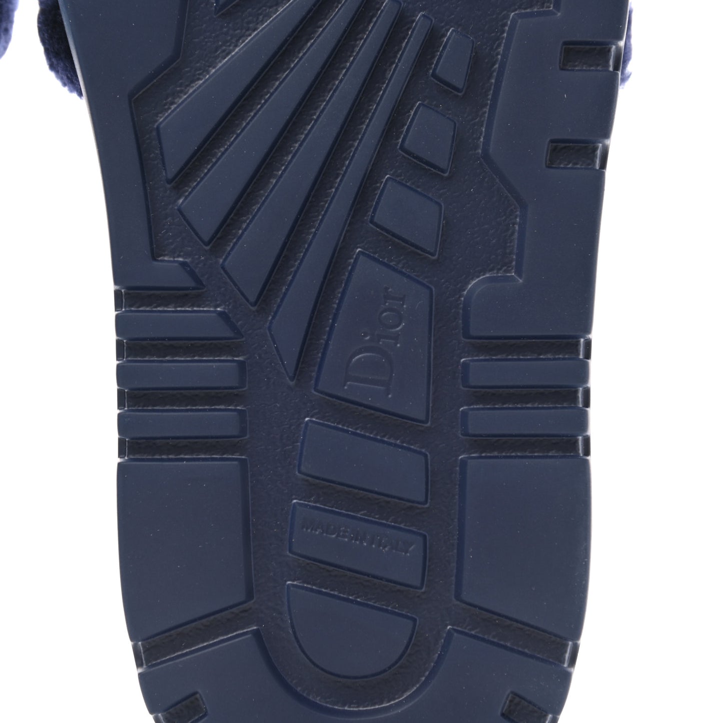 Shearling Canvas Embroidered Dway 10mm Slide Sandals 41 Deep Blue Natural