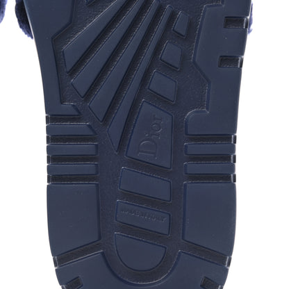 Christian Dior Shearling Canvas Embroidered Dway 10mm Slide Sandals 41 Deep Blue Natural 6 of 8
