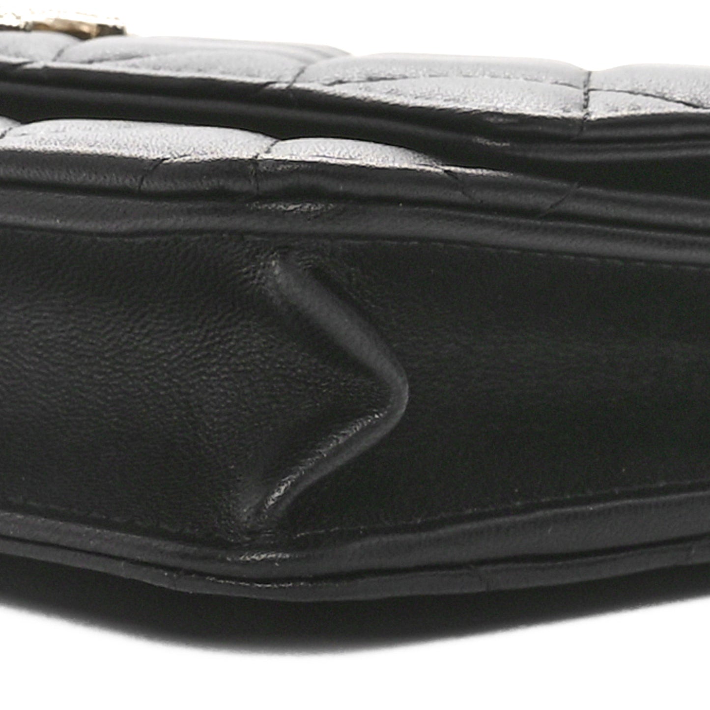 Lambskin Pearl Strass Quilted CC Wallet on Chain WOC Black