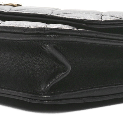 Chanel Lambskin Pearl Strass Quilted CC Wallet on Chain WOC Black 11 of 12