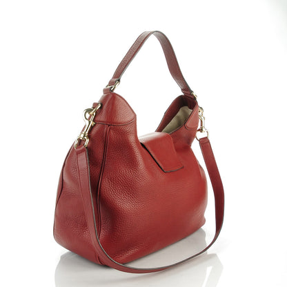 Gucci Pebbled Calfskin Medium Dressage Hobo Red 3 of 7