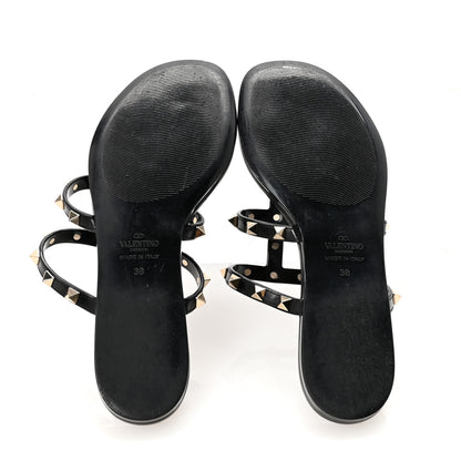Valentino Garavani PVC Jelly Rockstud Caged Flat Thong Sandals 38 Black 6 of 8