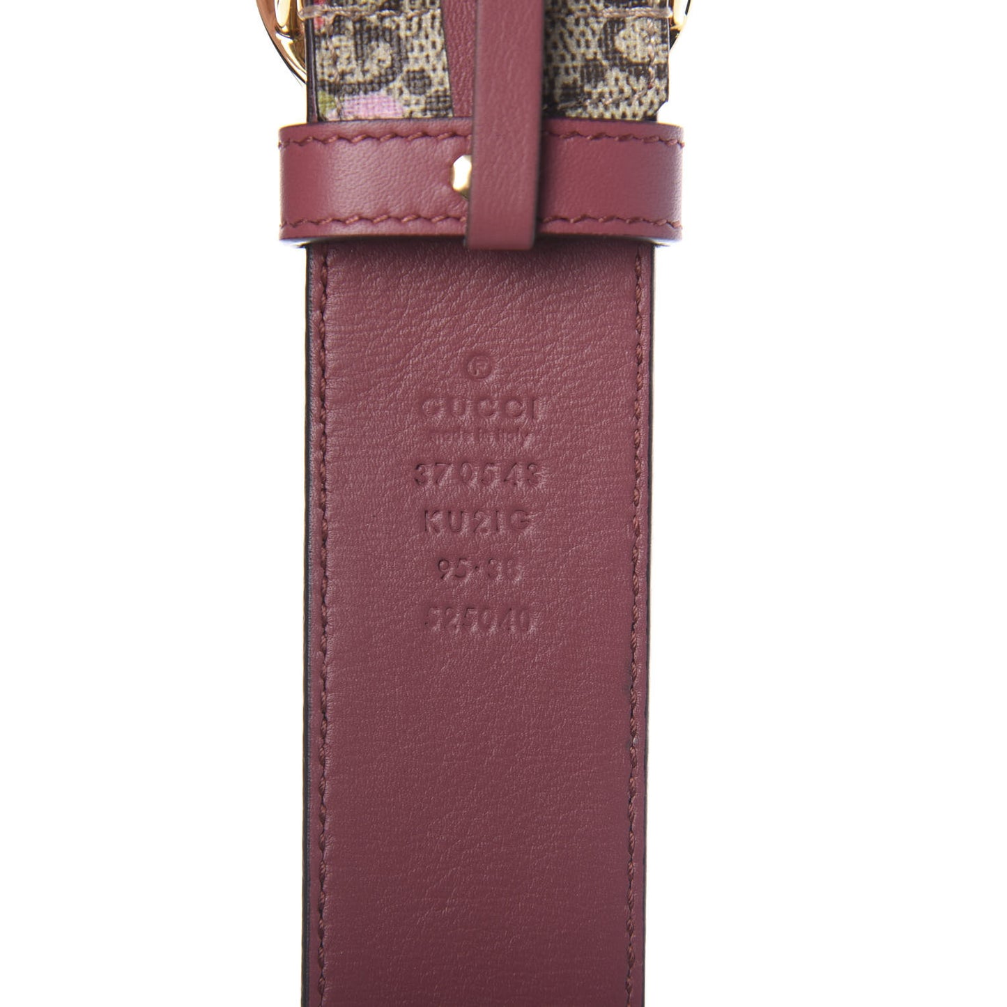 GG Supreme Monogram Blooms Moon Calfskin Interlocking G 37mm Belt 95 38 Beige Ebony Multicolor Dry Rose