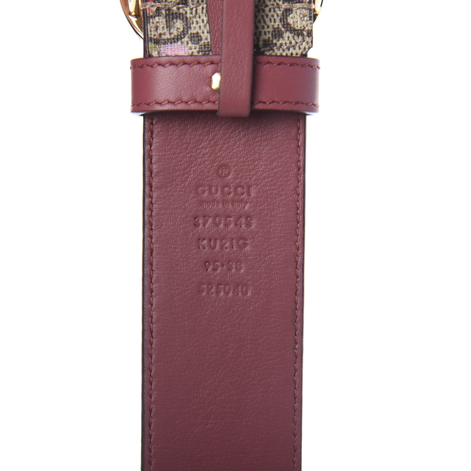 Gucci GG Supreme Monogram Blooms Moon Calfskin Interlocking G 37mm Belt 95 38 Beige Ebony Multicolor Dry Rose 3 of 5