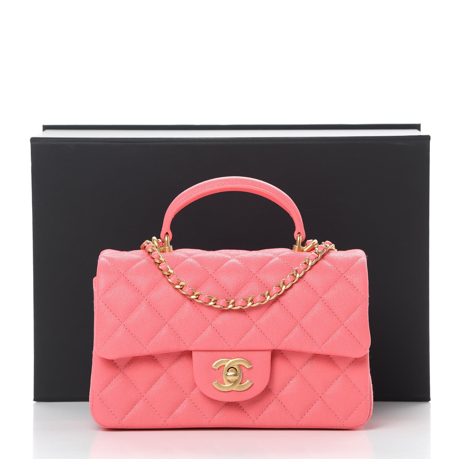 Chanel Caviar Quilted Mini Top Handle Rectangular Flap Pink 11 of 12