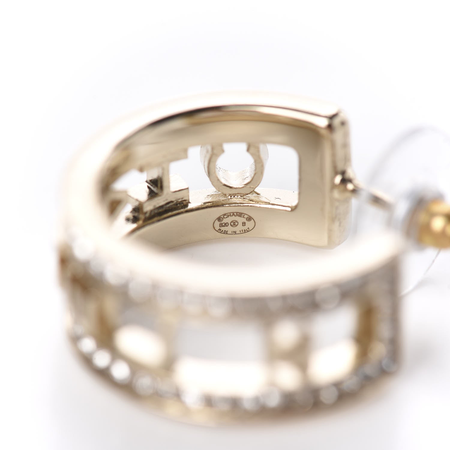 Chanel Metal Crystal Bow-tiful CC Hoop Earrings Gold 5 of 7