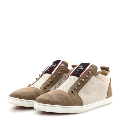 Christian Louboutin Suede Canvas Mens Fique A Vontade Sneakers 45 Beige 4 of 10