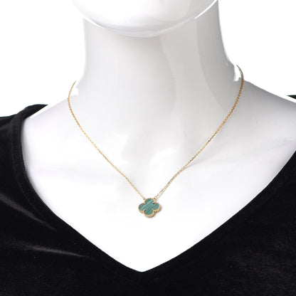 Van Cleef & Arpels 18K Yellow Gold Malachite Vintage Alhambra Pendant Necklace 2 of 7