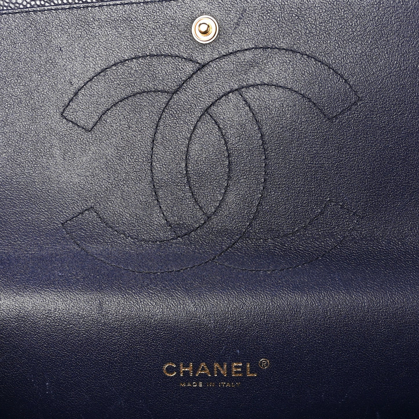 Caviar Quilted Maxi Double Flap Navy Blue