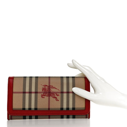 Burberry Haymarket Check Continental Wallet Red 2 of 10