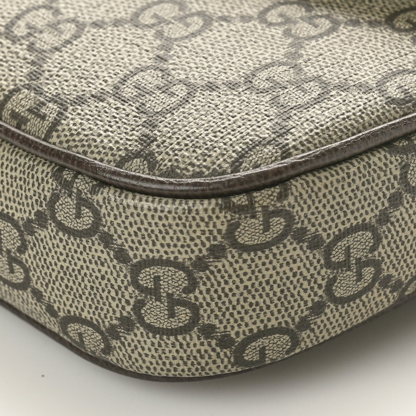 GG Supreme Monogram Textured Dollar Calfskin Web Mini Ophidia Envelope Shoulder Bag Beige Ebony