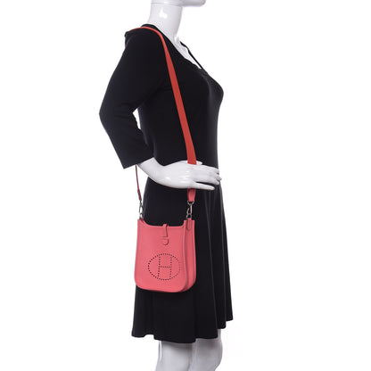 Hermes Taurillon Clemence Amazone Evelyne TPM Rose Azalee Rouge Pivoine 2 of 10
